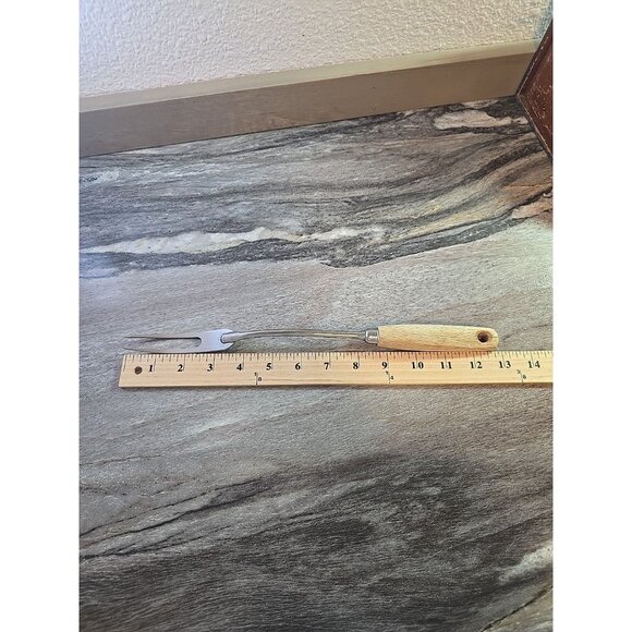 Ekco Eterna Carving Fork/Meat Fork Shaft Wood Handle 13” Long Vtg Kitchen USA - Picture 7 of 7